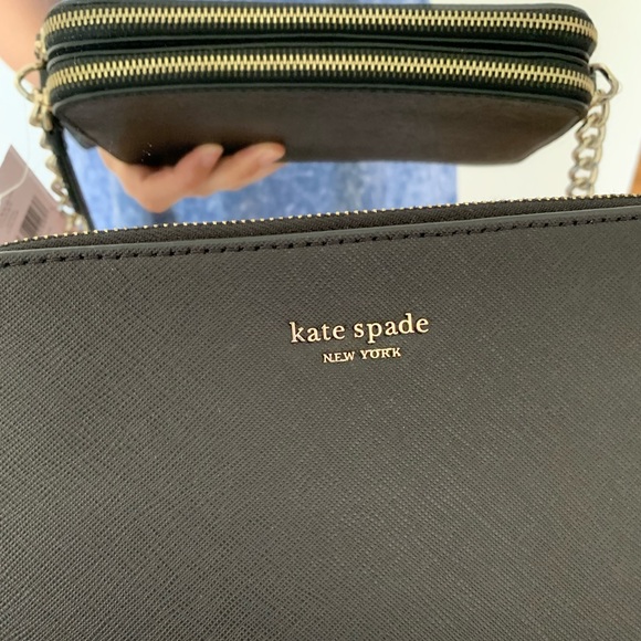 KATE SPADE CAMERON DOUBLE ZIP SMALL CROSSBODY BLK - Picture 4 of 7
